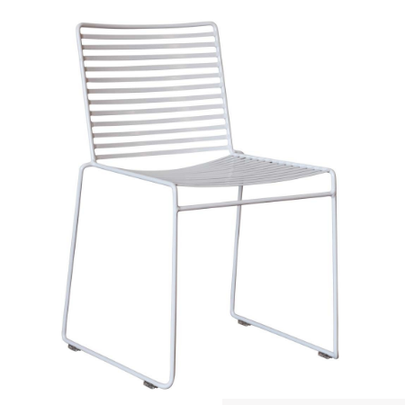 White powder coated metal wire chair