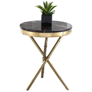 Gold plated marble top side table for hotel