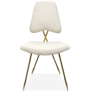 White velvet Upholstered gold stainless steel legs dining chair