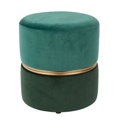 Modern green Velvet Round Ottoman