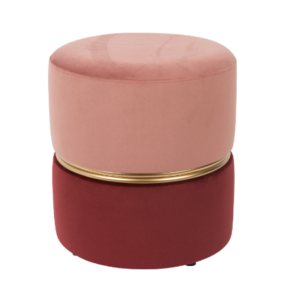 Modern pink Velvet Round Ottoman