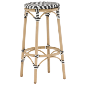 Rattan black and white bar stool