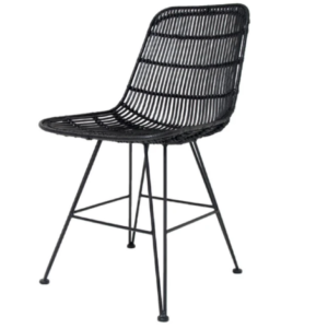 Modern string design steel legs PE rattan cafe chair