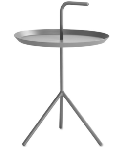 Gray Powder Coated Metal Classic Steel Side table with handle