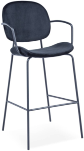 Black metal frame velvet bar chair for wholesale