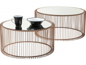 Copper electroplated metal wire coffee table set