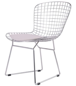 Classic design silver electroplated wire chair with seat pad