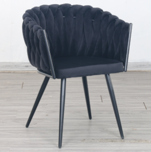 Classic design black metal legs Strip shape velvet armchair