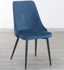 Modern design black metal legs velvet dining chair