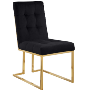 Polished gold stainless steel frame velvet tufted dining chair