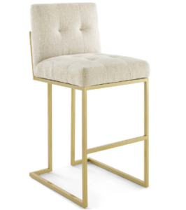 Polished gold stainless steel frame fabric tufted barstool chair