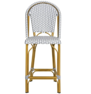 Bamboo aluminum bistro rattan bar chair – white/gray