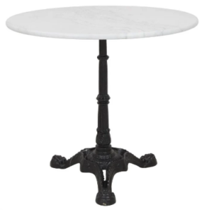 Marble top cast iron table base round cafe table