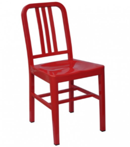 Outdoor red powder coated aluminum cafe dining chair
