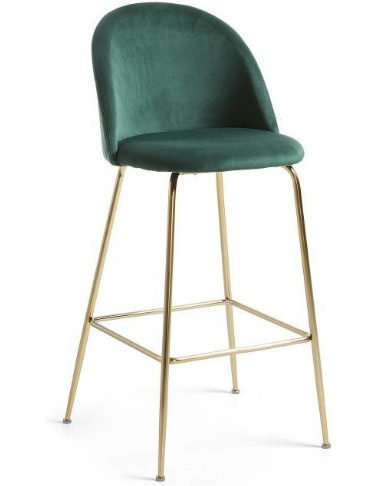 Gold plated metal legs velvet upholstered bar chair