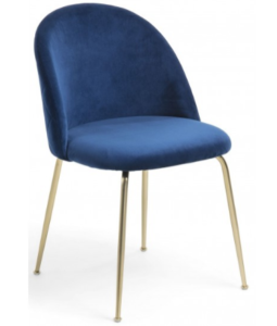 Gold plated metal legs navy blue velvet dining chair