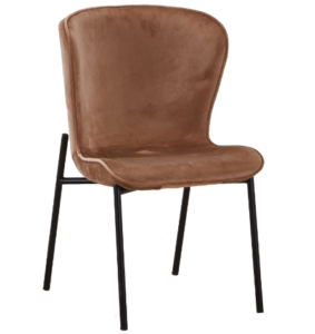Black powder coated metal legs blush velvet dining chair