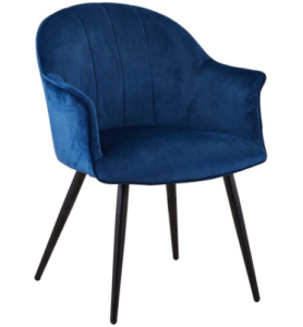 Black metal legs blue velvet armchair for wholesale
