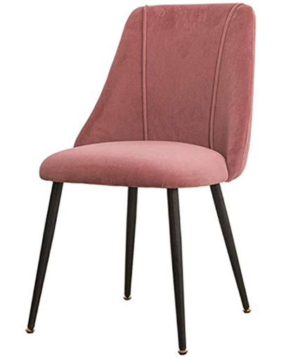 Black powder coated metal legs blush pink velvet dining chair