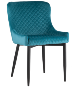 Metal legs with diamond pattern design velvet dining chair