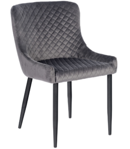 Metal legs with diamond pattern design gray velvet dining chair