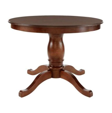 Walnut Finish Wooden Round Dining Table for 4