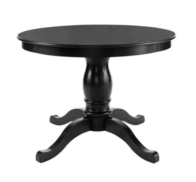 Black Finish Wood Round Dining Table for 4
