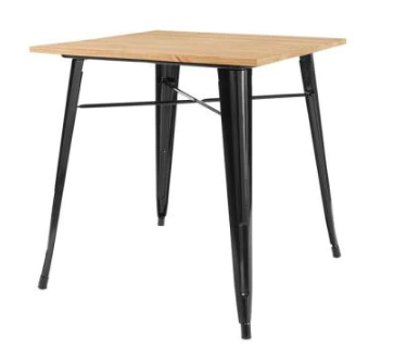 Industrial style Black Metal Square Dining Table for 4