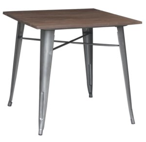 Gray Finish Metal Square Dining Table for 4