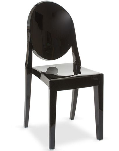 Matte Glossy Black Stackable Victoria Ghost Chair