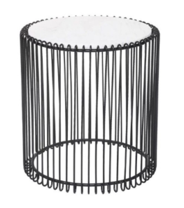 Marble top black wire side table