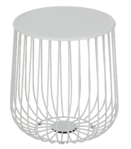 White powder coated wire side table
