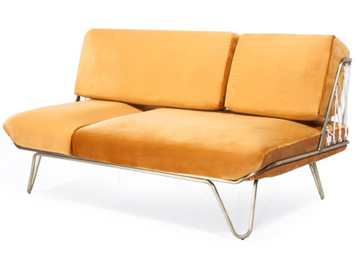 Metal frame velvet cushion 2 Seater sofa
