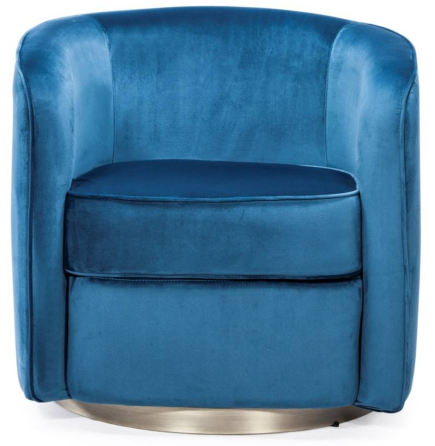 Blue elvet with silver base round sofa chair