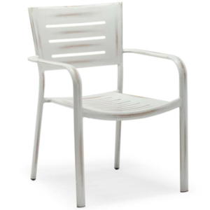 White Stackable aluminum outdoor dining chair