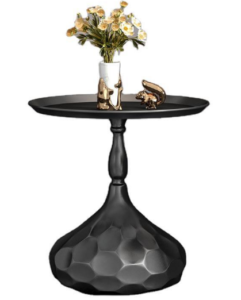 Black powder coated metal round side table