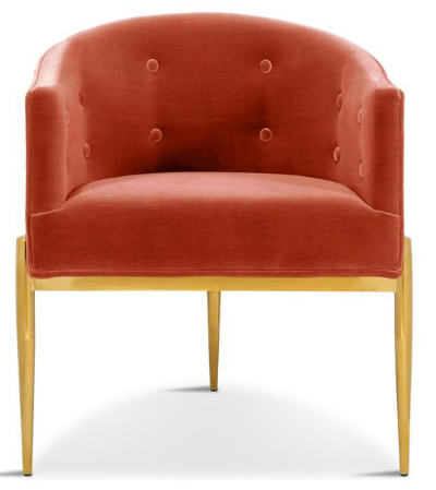 Gold stainless steel legs orange velvet upholstered dining chair