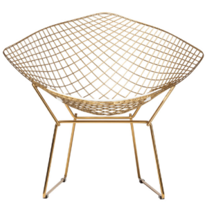 Gold wire mesh diamond chair