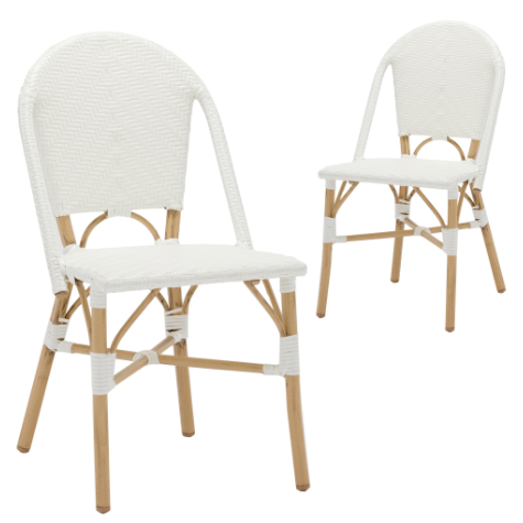 White rattan bistro wicker/rattan cafe chair
