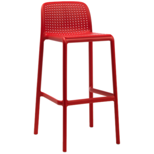 Red plastic cafe barstool for wholesale