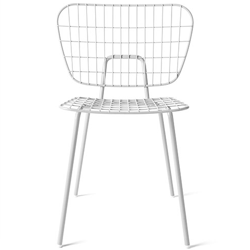 White powder coated metal wire cafe chair