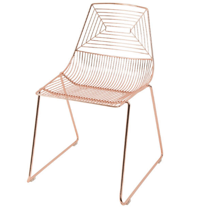 Classic design Rose Gold Stackable Wire Dining Chair