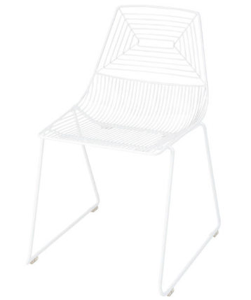 White powder coated Stackable Wire Dining Chair