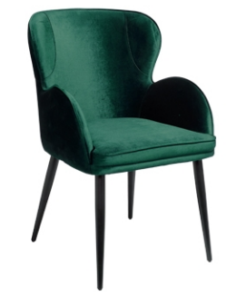 Black metal legs green velvet dining chair