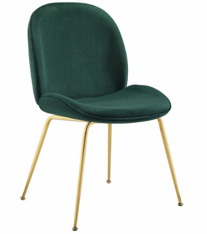 Gold Stainless Steel Leg Green Velvet Dining Chair