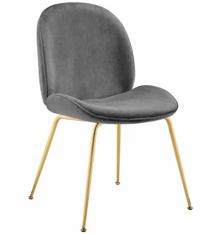 Modern Design Gold Stainless Steel Leg Gray Velvet Dining Chair