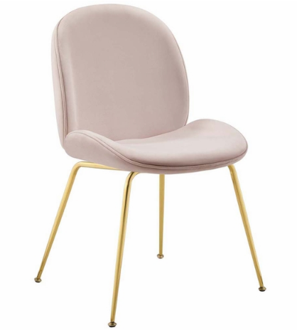 Modern Gold Stainless Steel Leg Blush Pink Velvet Dining Chair