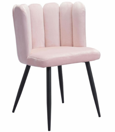 Black metal legs blush pink velvet dining chair