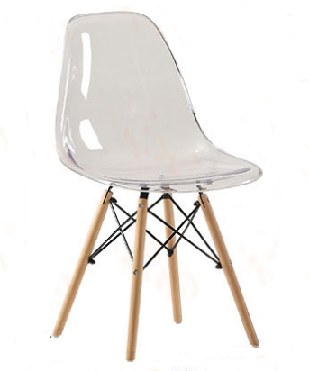 Acrylic Eiffel-Style Chair With Wooden legs