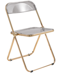 Clear Acrylic Folding Chair with gold metal legs